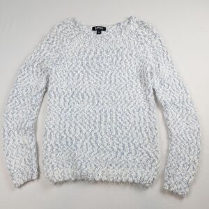 Buffalo David Bitton Eyelash Sweater Womens XS White/Blue Cozycore Soft Knit